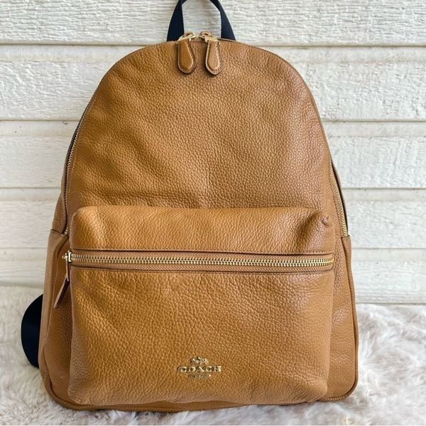 COACH British Tan Brown Large Laptop Backpack Campus Charlie Letter West Bag