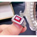Men's Ruby Ring, Ruby Ring's For Men Sterling Silver, Natural Ruby Ring 6x8mm