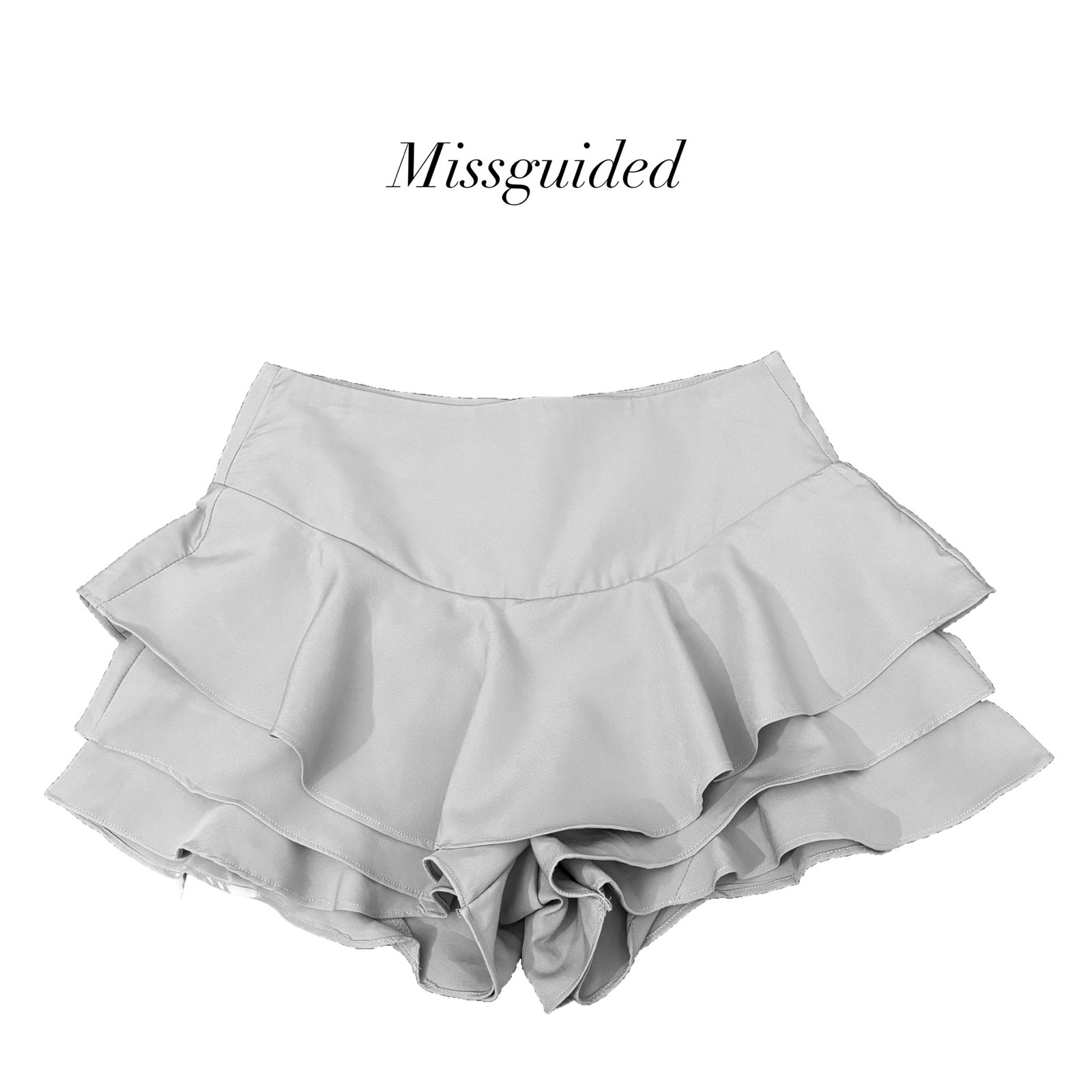 Missguided Gray Layered Ruffle Flare Skort Shorts NWT Size S
