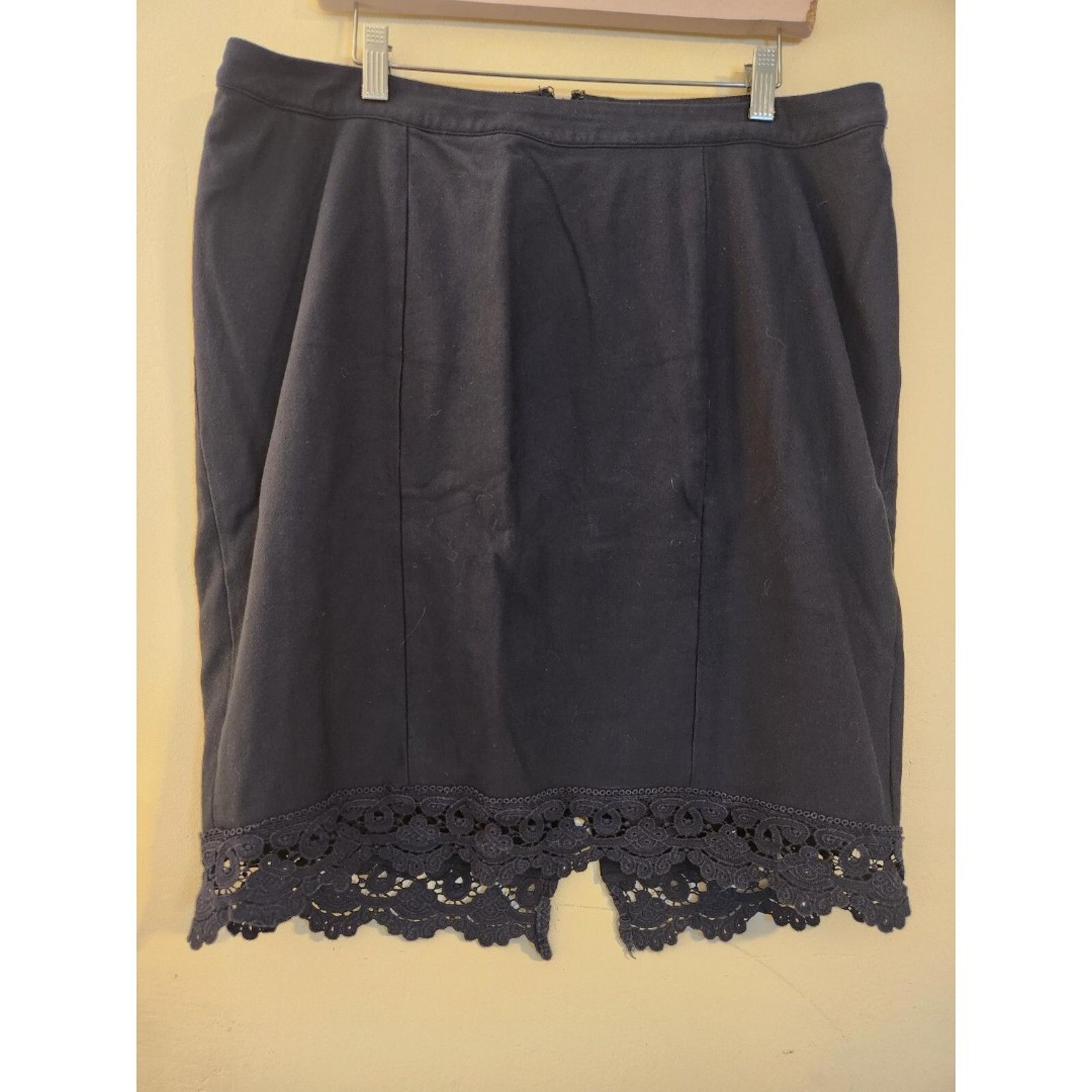 Brixton Ivy Women's Size 1x Black A-line Mini Skirt With Eyelet Lace Trim