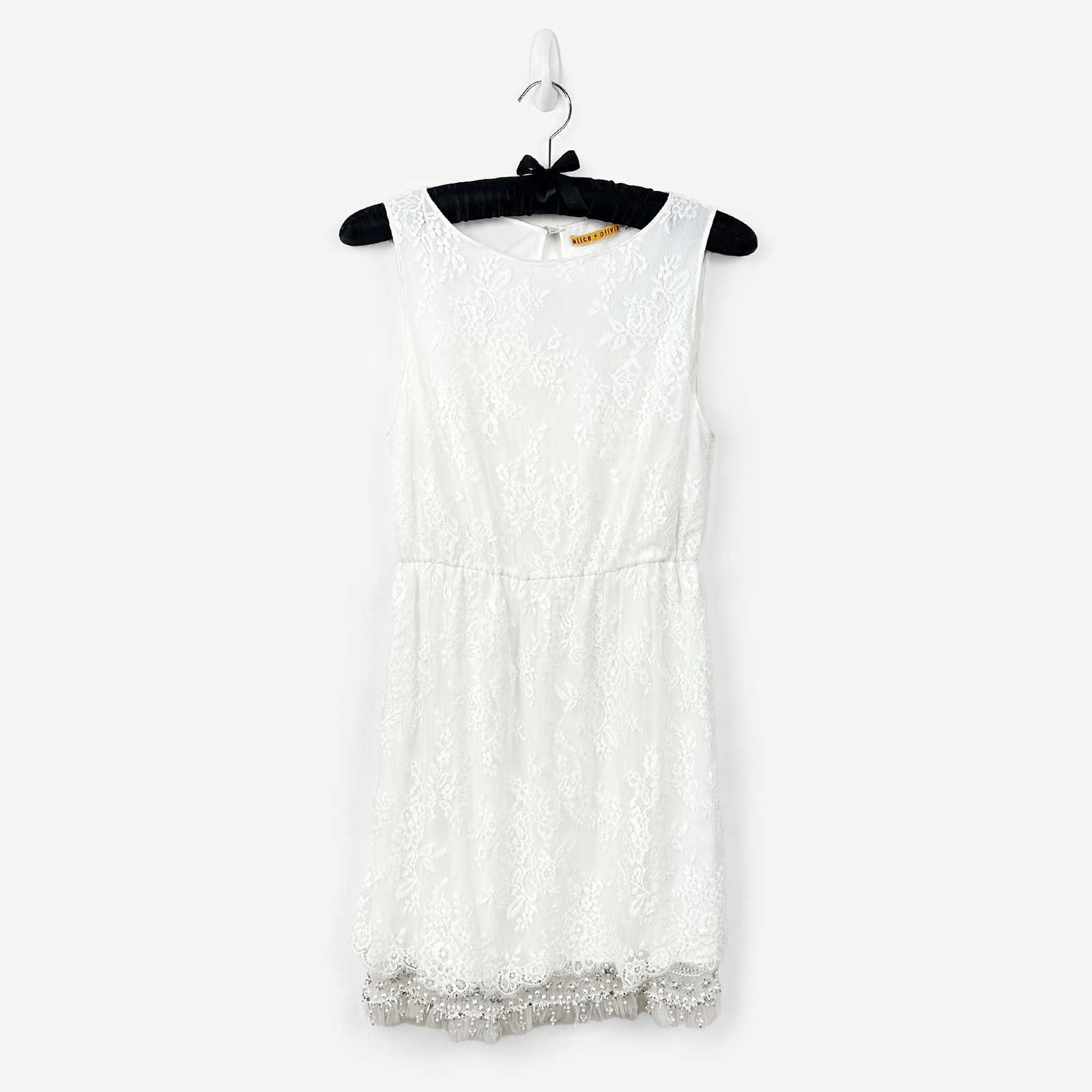 Alice + Olivia Denise Mini Dress Small White Lace Bridal Party Cocktail Ethereal