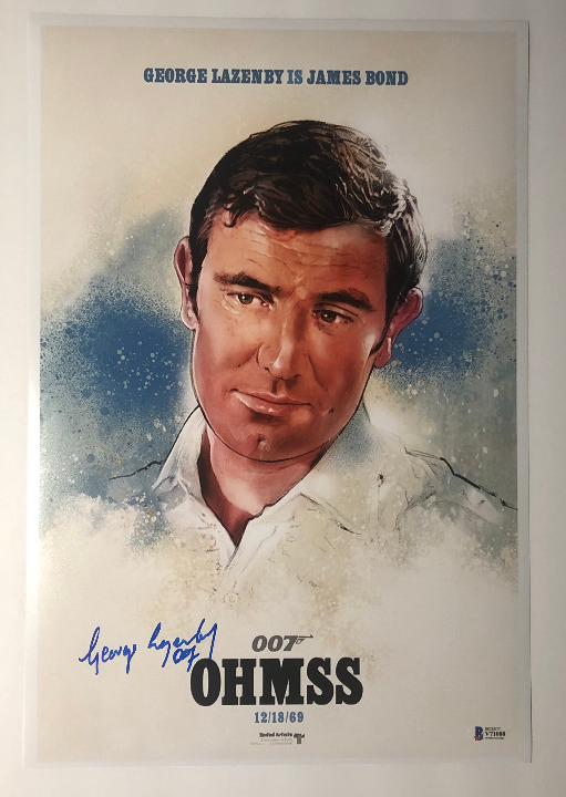 George Lazenby Signed 12x18 James Bond
