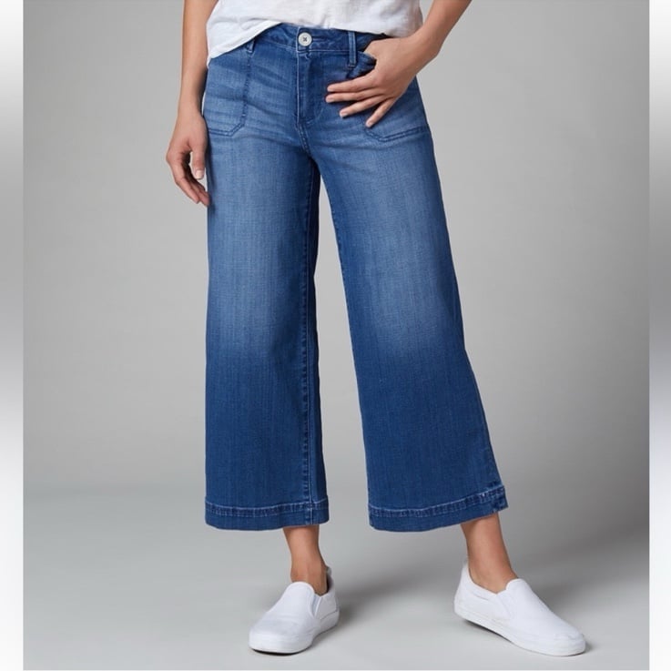 JAG Jeans Wide Leg Crop Mid Rise Jeans Stretchy Blue Denim Women's Size 8/29