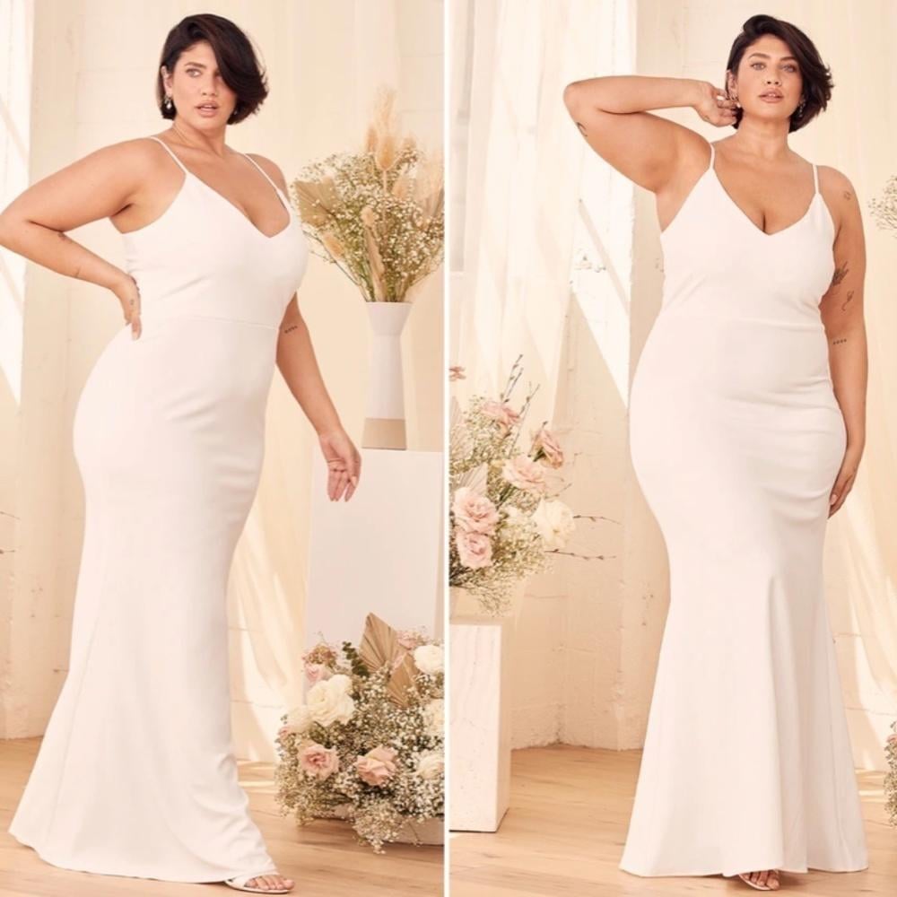 LULU's Bridal Modern Sexy Chic Minimalist Mermaid Trumpet Maxi Dress NWOT