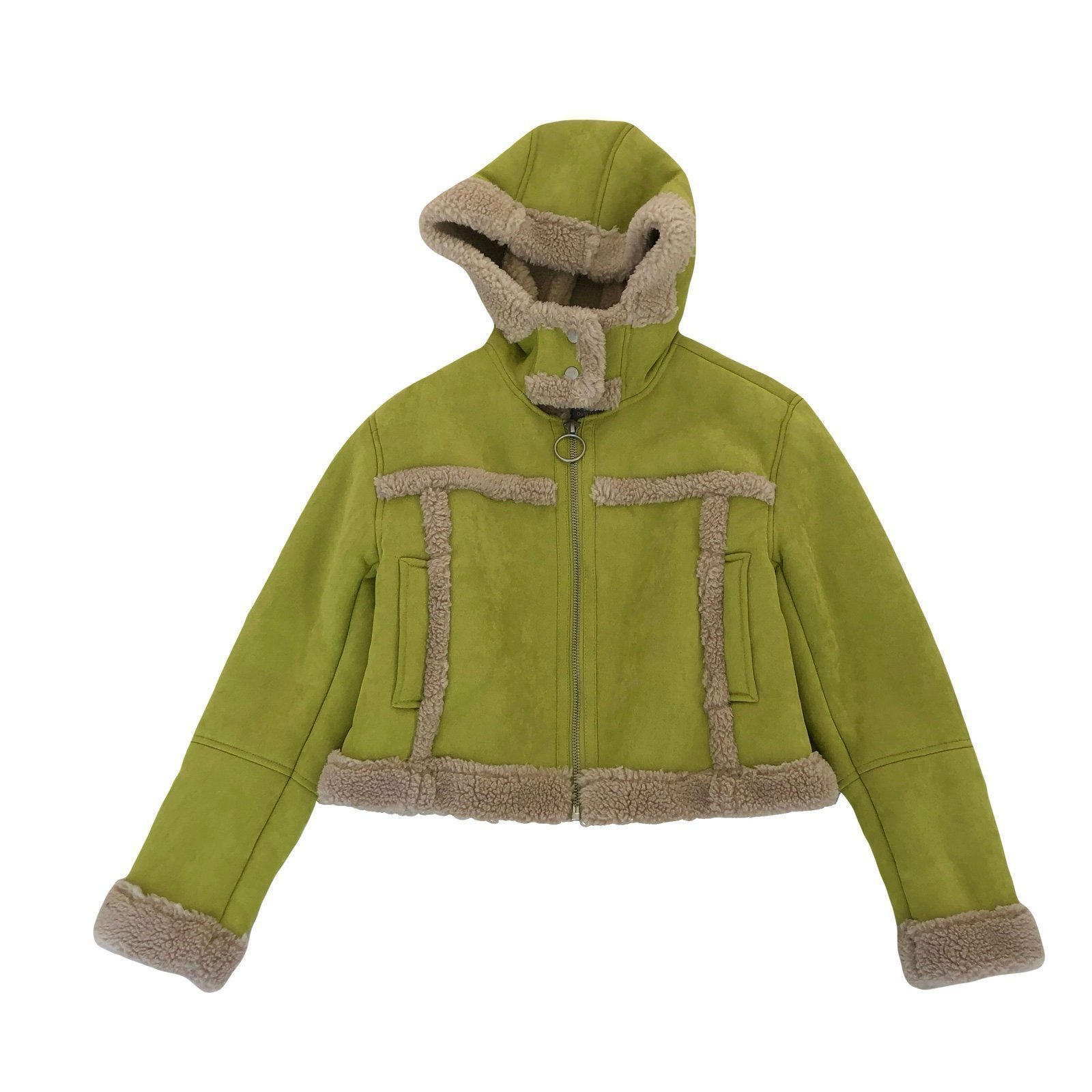 Adorable bright green and cream Sherpa jacket