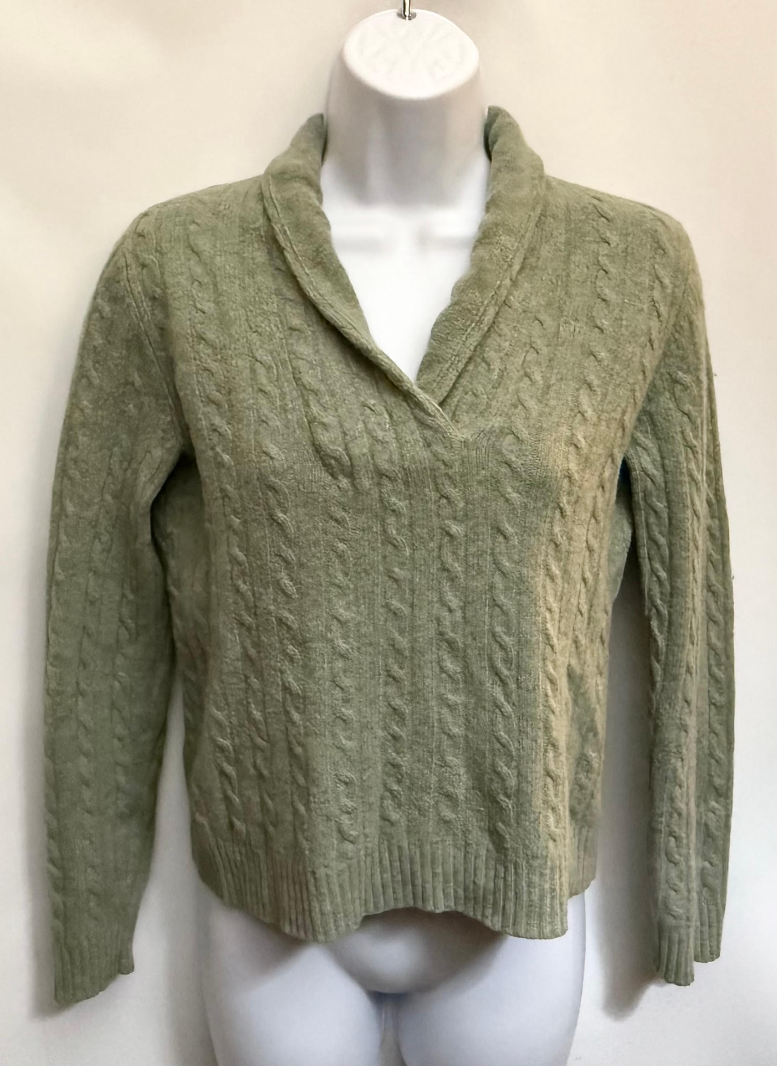 VTG RALPH LAUREN Sweater Womens M Shawl Neck Wool Rabbit Hair Cropped Cable Knit