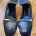 Vintage Gucci Italy Classic Suede Pumps Gold Bar Block Heel Square Toe Size 5 B