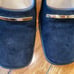 Vintage Gucci Italy Classic Suede Pumps Gold Bar Block Heel Square Toe Size 5 B