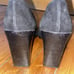 Vintage Gucci Italy Classic Suede Pumps Gold Bar Block Heel Square Toe Size 5 B
