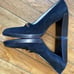 Vintage Gucci Italy Classic Suede Pumps Gold Bar Block Heel Square Toe Size 5 B