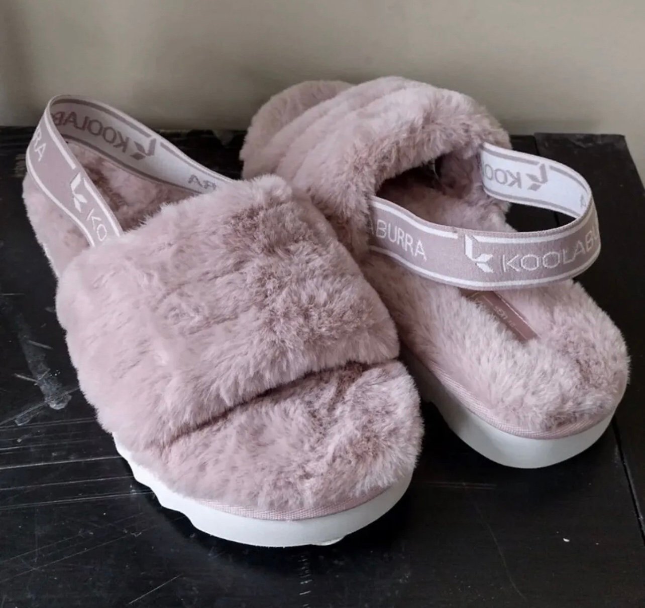 Girls Koolaburra by UGG Australia furry fuzzy slippers.
