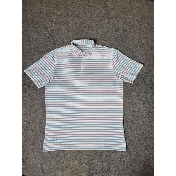 Johnnie-O Sid Mens Golf Size L Striped Colorblock Lake Jersey Performance Shirt