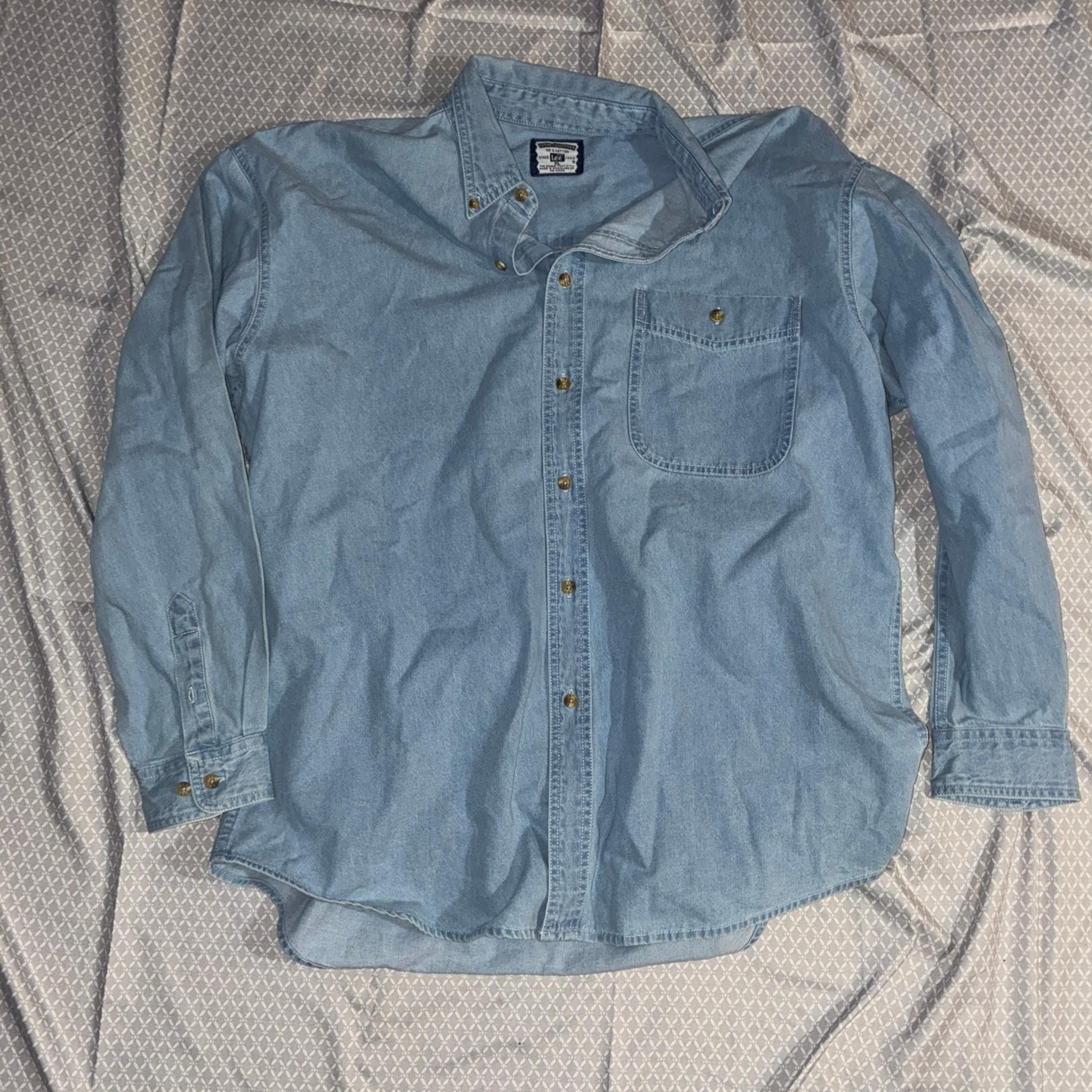 Vintage Lee Denim Collection Shirt Mens XL Blue Button Down ADC Long Sleeve