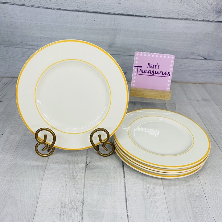Hema AARDEWERK 9410 White Orange Rings Porcelain Lunch Salad Plates Set 5