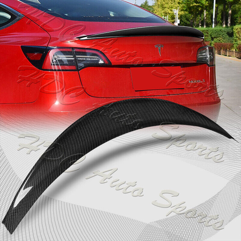 For 2017-2023 Tesla Model 3 Real Carbon Fiber Rear Trunk Duckbill Spoiler Wing
