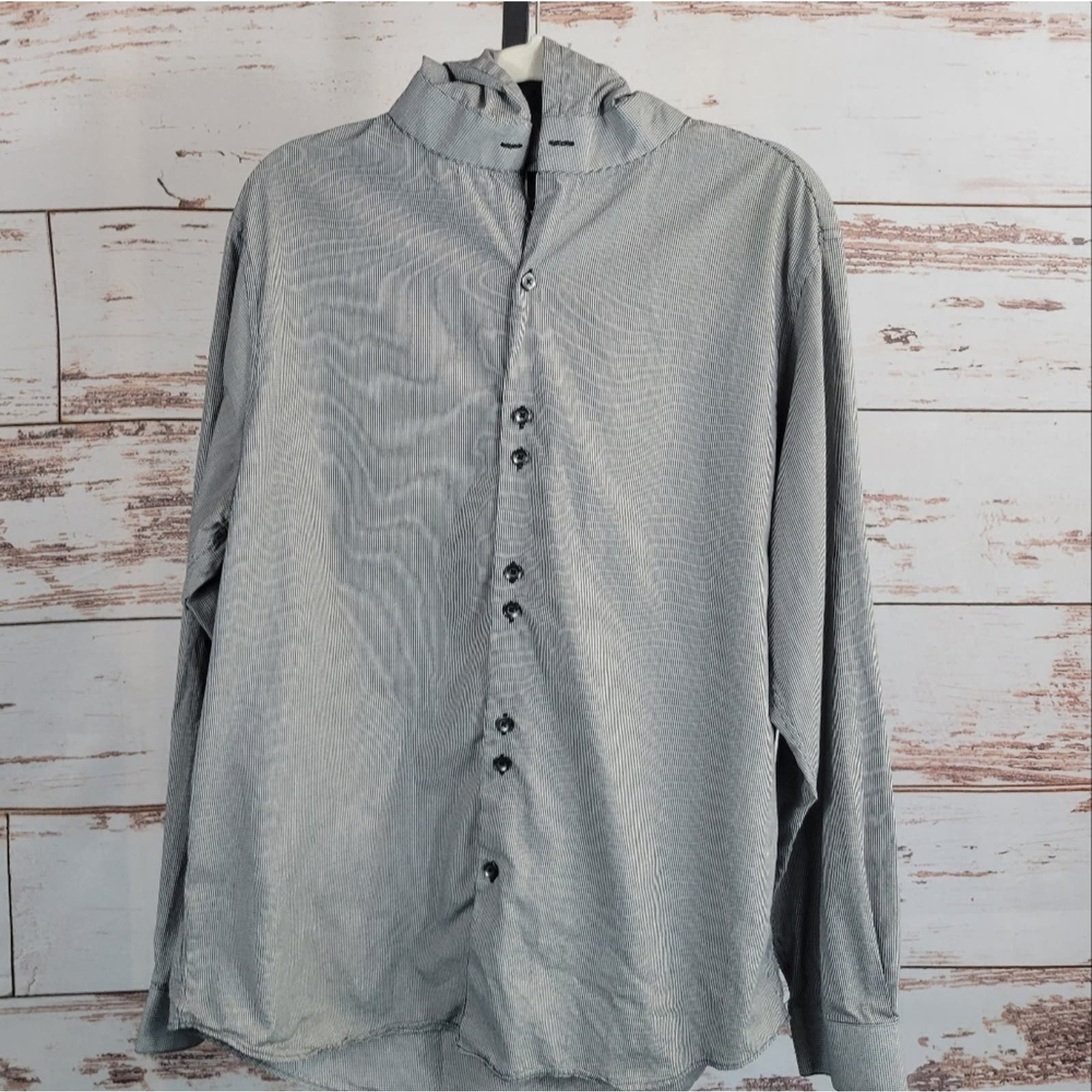 Arbitrage Krona Hooded Shirt XL Grey Gingham