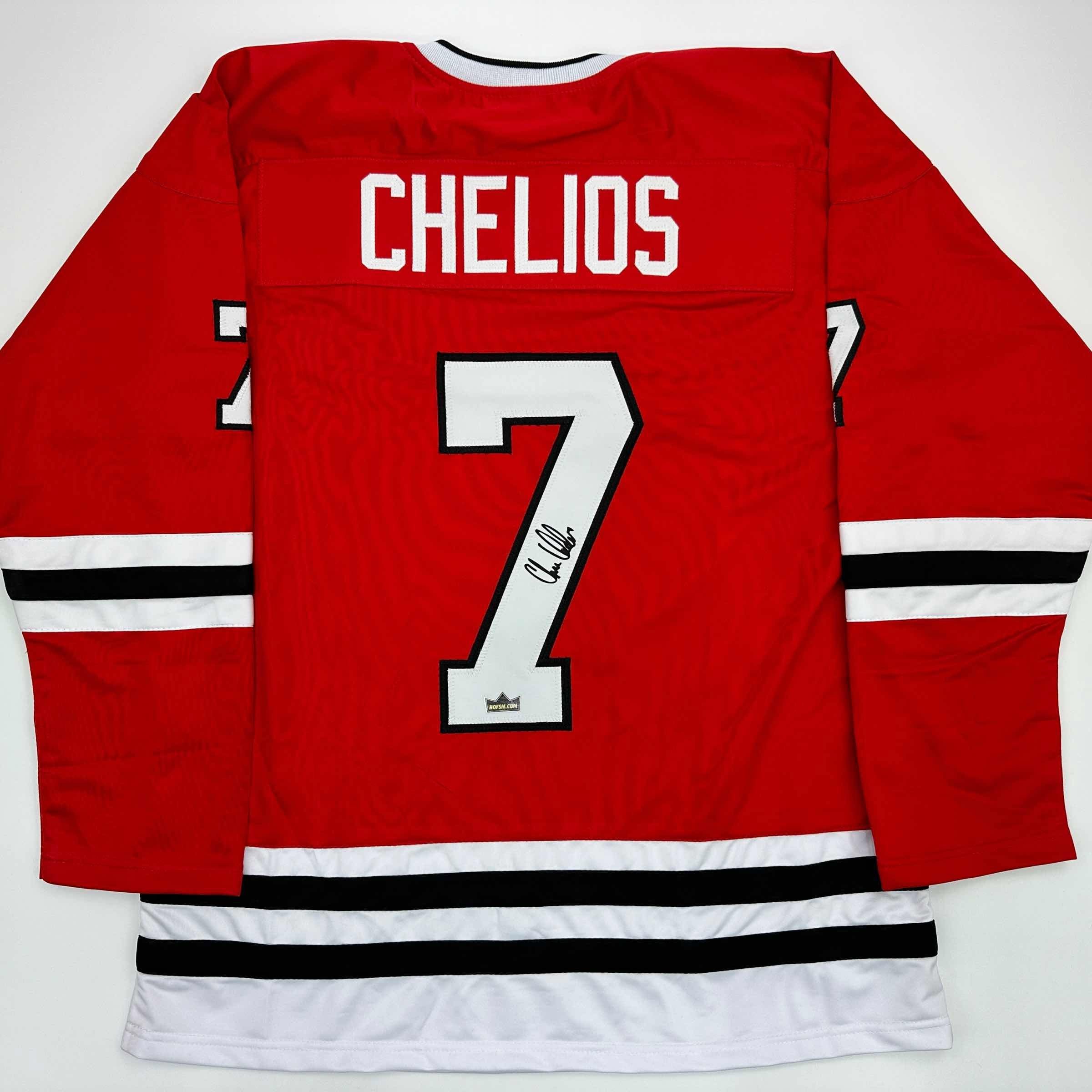 Facsimile Autographed Chris Chelios Chicago Red Auto Jersey Size Men's XL