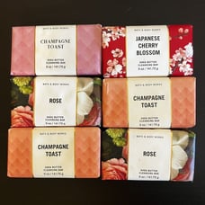 6 Bath & Body Works Cleansing Bar Soap - Rose Champagne Toast Cherry Blossom New