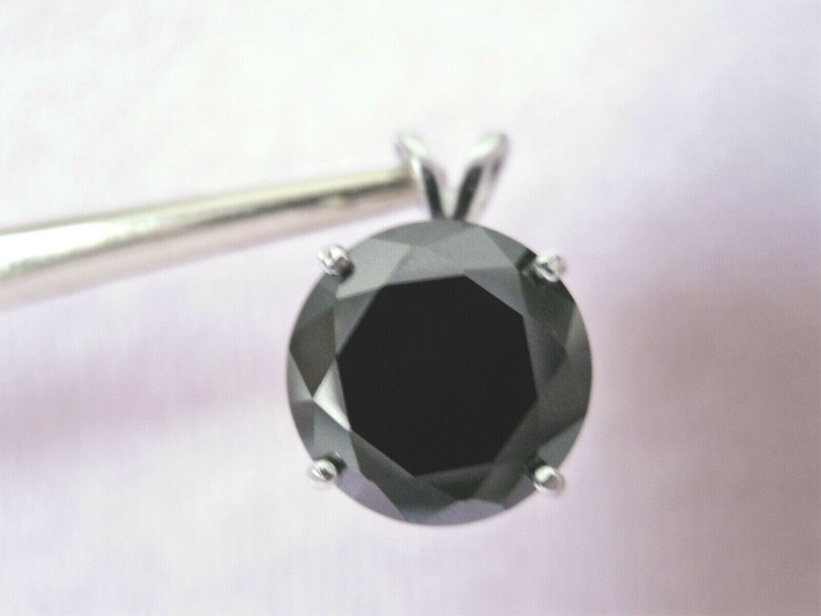 4.03ct 100% REAL NATURAL BLACK DIAMOND NECKLACE FREE DIAMOND TESTER*CERTIFI CATE