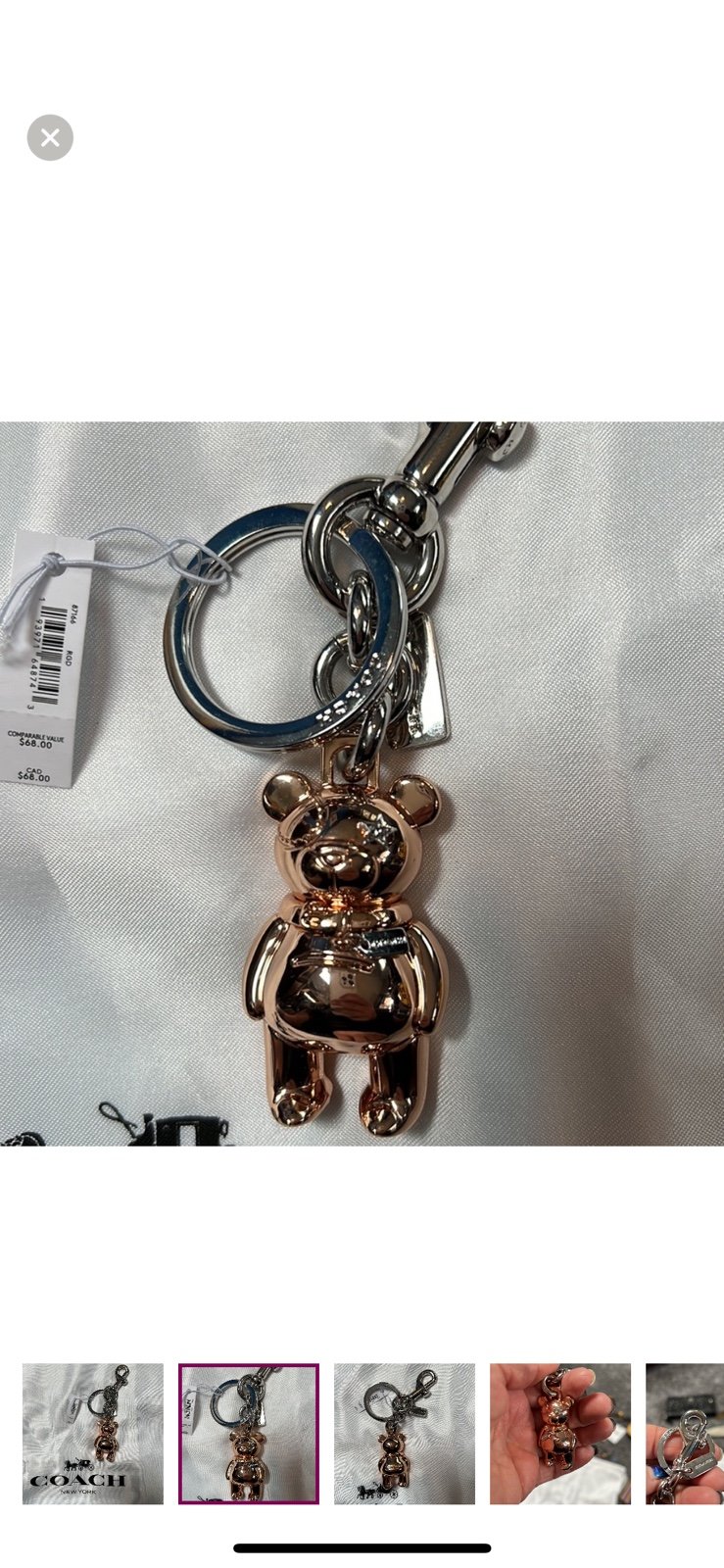 NWT coach teddy bear star eye purse charm keychain
