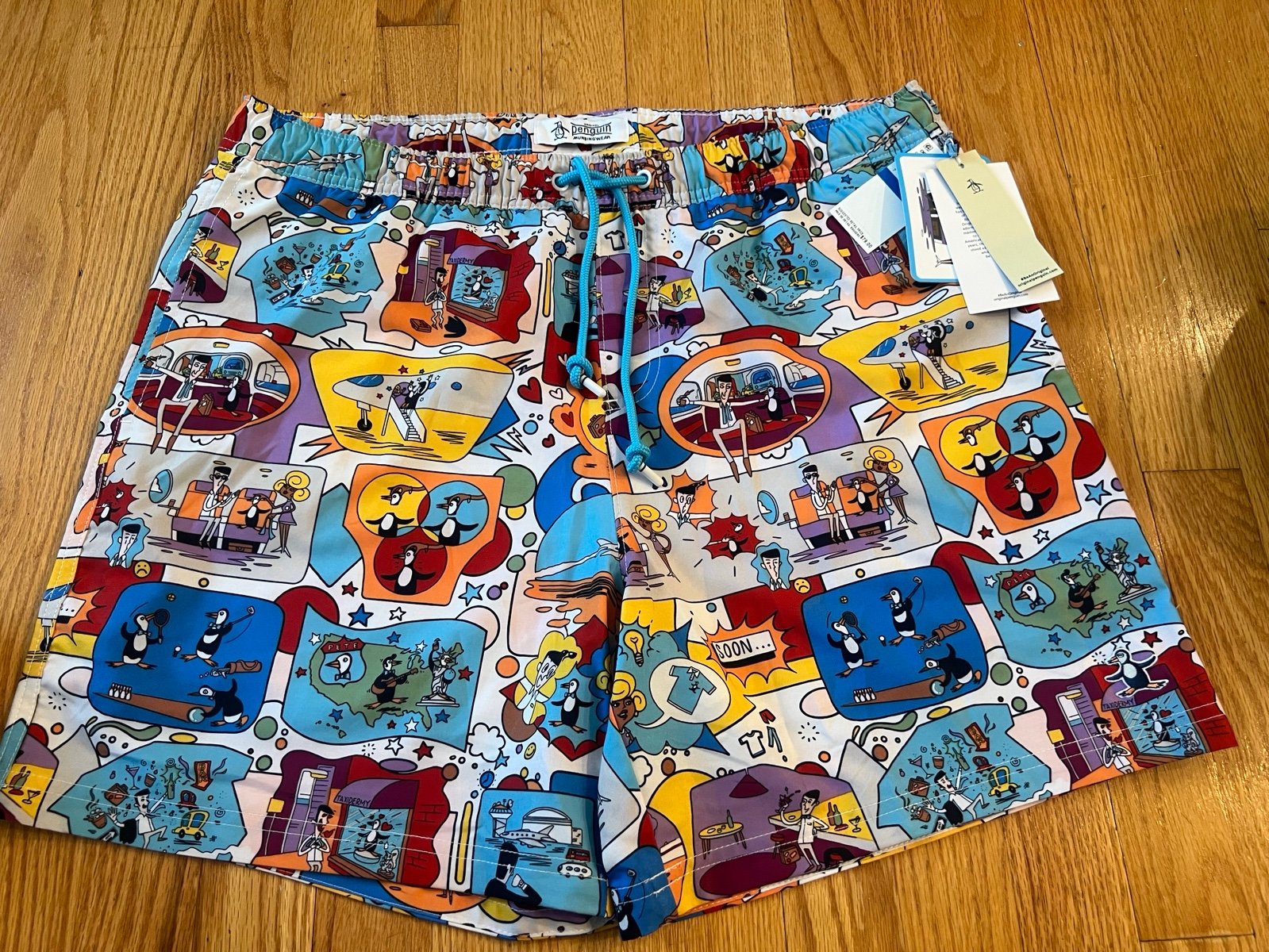 Men’s Penguin Swim Shorts Size XL JETHRO HAYNES PRINT STRETCH