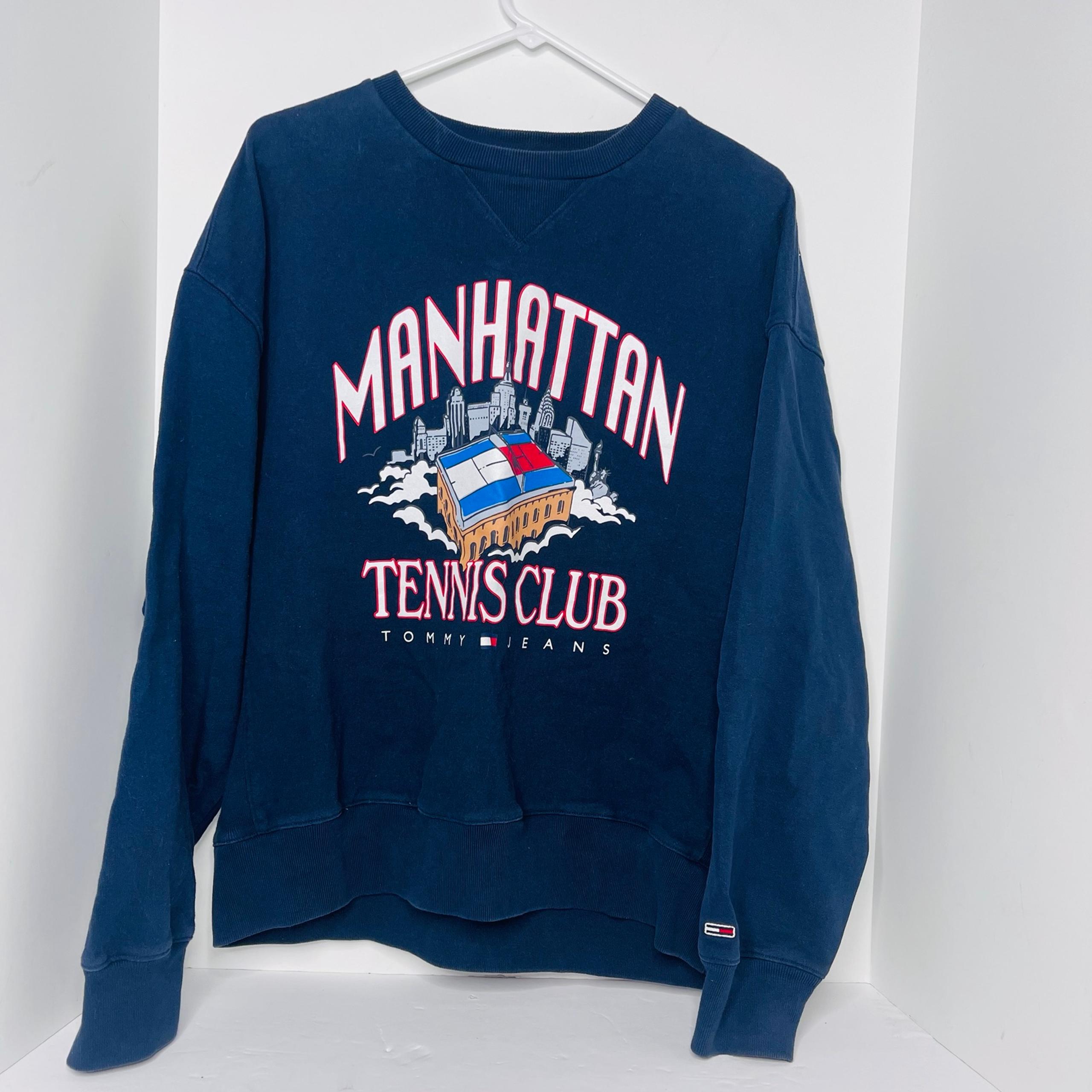 Vintage Tommy Hilfiger Jeans Manhattan Tennis Club Pullover Sweatshirt Mens XL