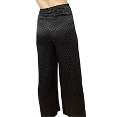 Ganni Pants Wide Leg Polka Dot Black White Dainty Satin Retro Size 38 6 Small