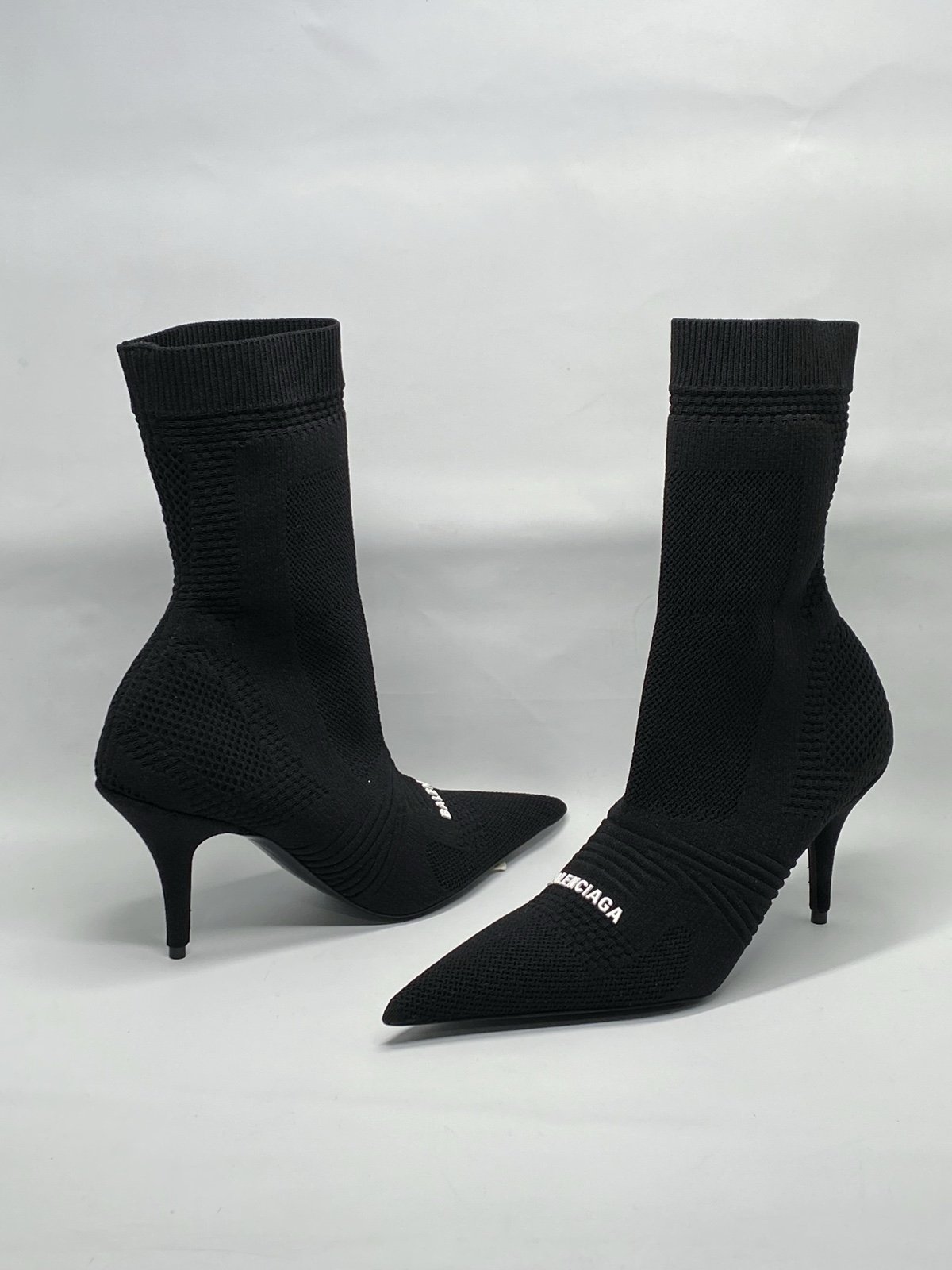 Balenciaga Knife 2.0 logo-appliquéd stretch-knit ankle boots