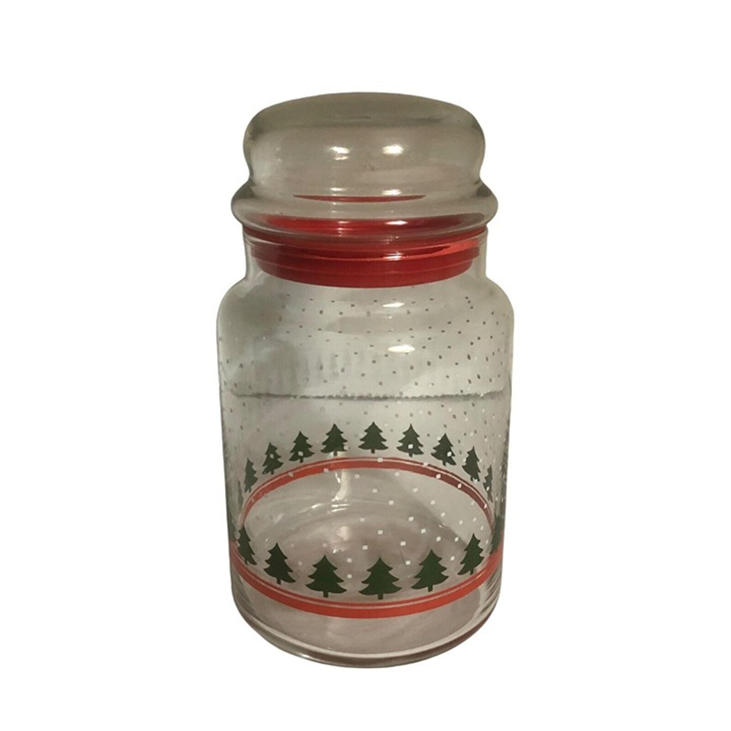 Vtg LIBBEY 7" Winterland Snow Tree Christmas Xmas Glass Canister Storage Jar