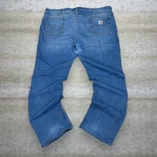 Vintage Carhartt Jeans Relaxed Fit Light Wash Work Wear Denim White Logo 90s
