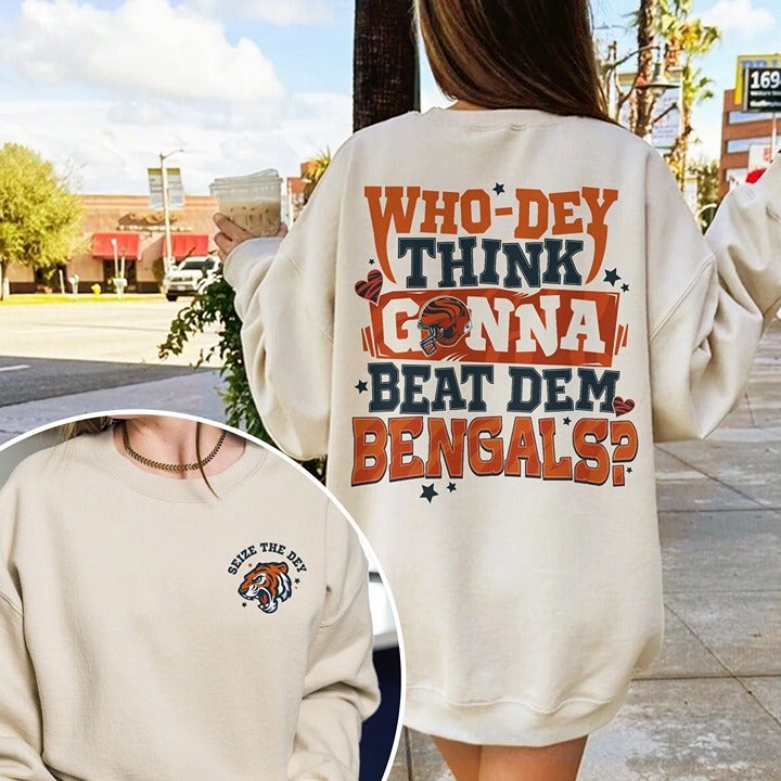 Bengals Sweatshirt WhoDey Think Gonna Beat Them Bengals Crewneck Cincinnati Foot