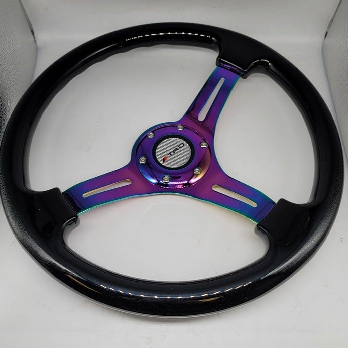 BRAND NEW 350MM 14 Universal TRD ABS Racing Steering Wheel Black With Neo Spoke