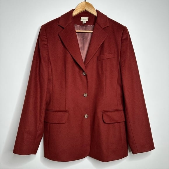 L.L. Bean Wool Cashmere Two Button Blazer Size 12
