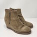 J Crew Women Tan Suede Crepe Wedge Ankle Boot Bootie Size 8 Size Zippers Casual