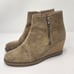 J Crew Women Tan Suede Crepe Wedge Ankle Boot Bootie Size 8 Size Zippers Casual