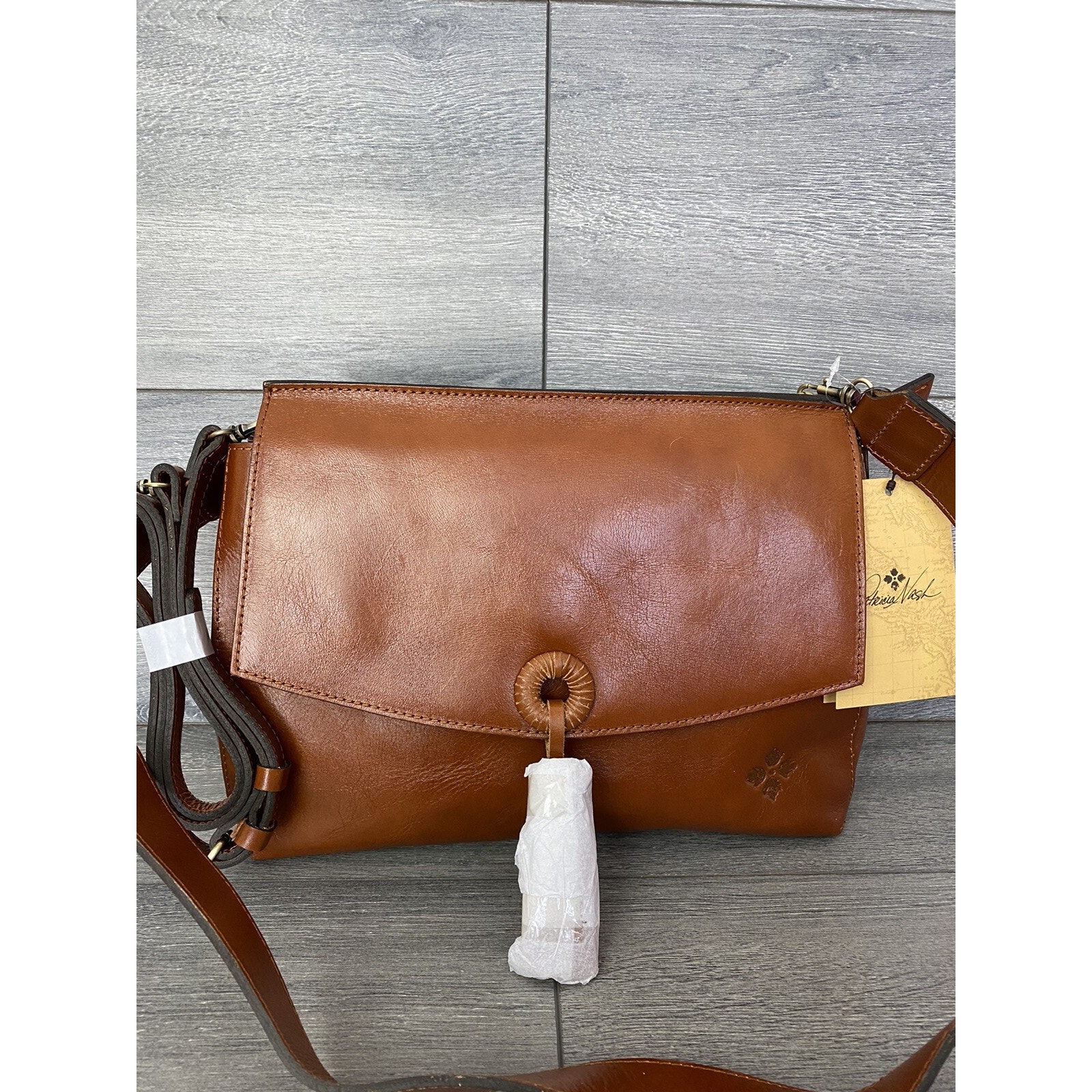 Patricia Nash Mollia Leather Top Handle Satchel Tan color bag A373034