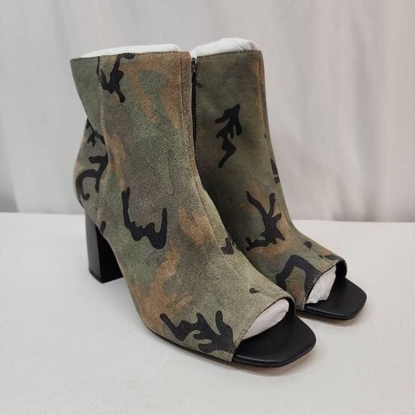 Sanctuary Size 8.5 Rock Camo Open Toe Ankle Bootie New Block Heel