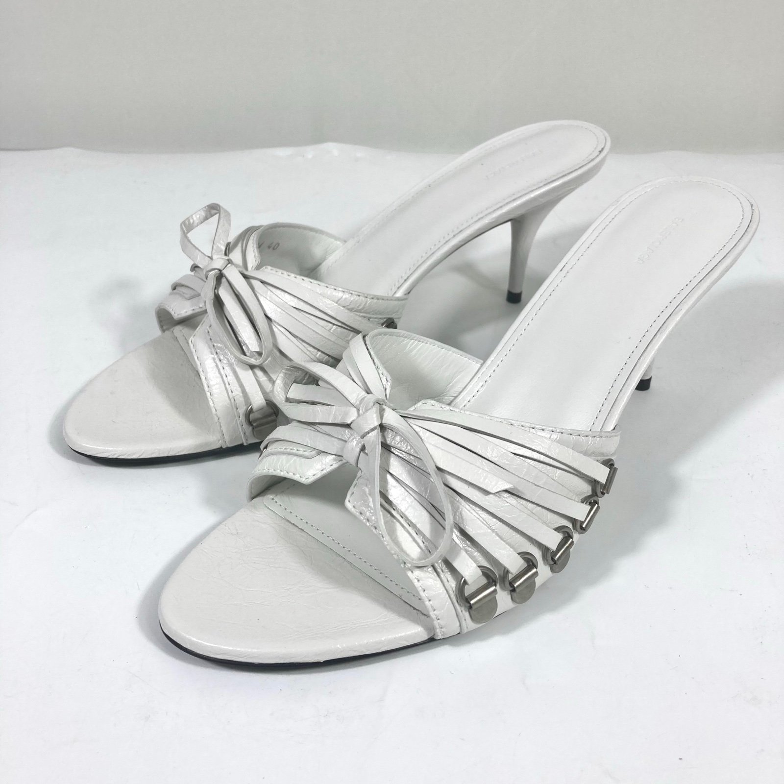 Balenciaga Cagole High Heel Slide Sandals Optic White 40 10 NEW 785784WAD4E
