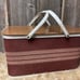Vintage Redman Picnic Basket This basket is tartan red with cream stripes