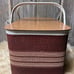 Vintage Redman Picnic Basket This basket is tartan red with cream stripes