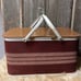 Vintage Redman Picnic Basket This basket is tartan red with cream stripes