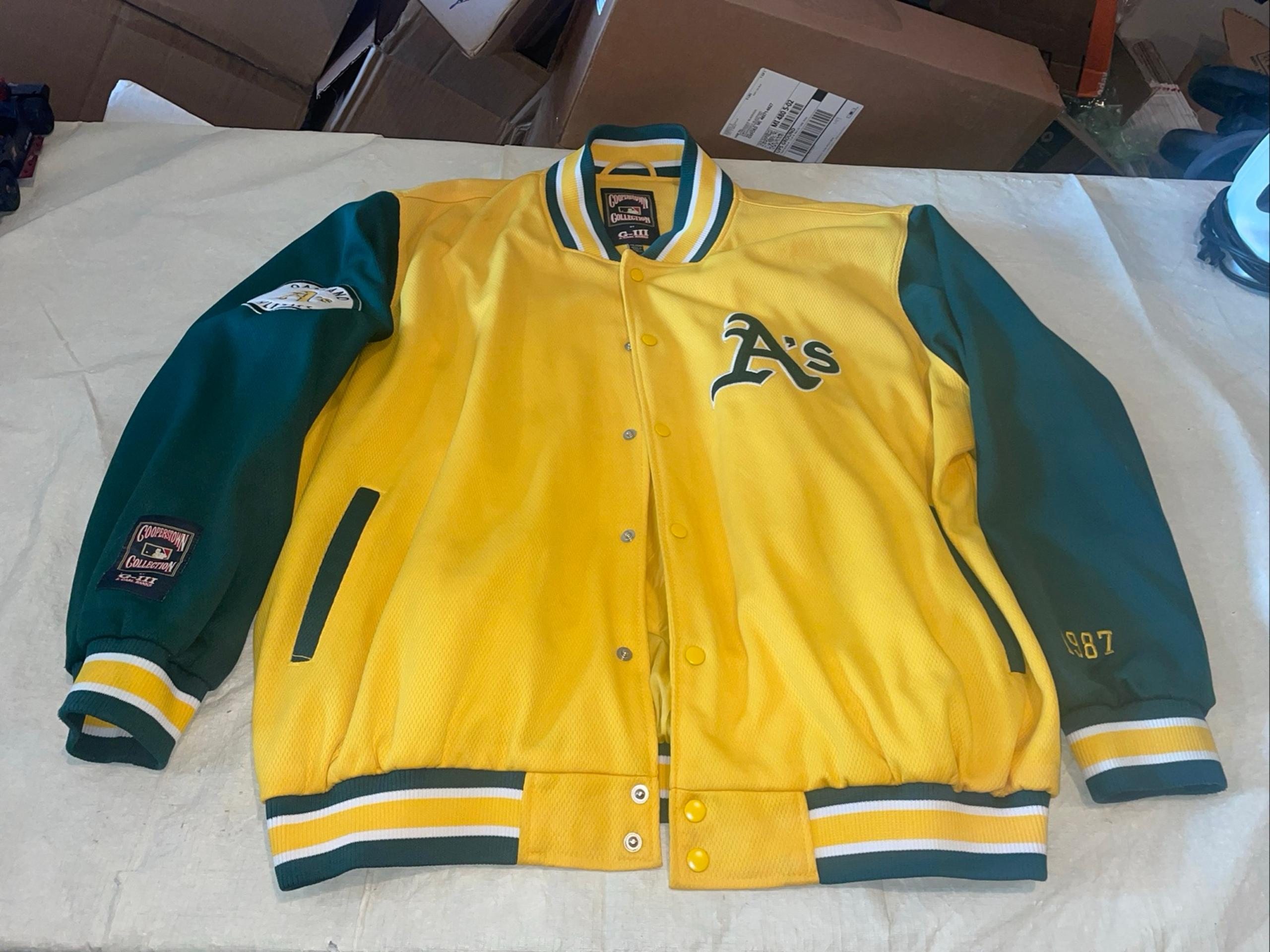 Oakland Athletics A's Cooperstown Jacket 1987 Yellow Carl Banks Men 2xl GIII MLB