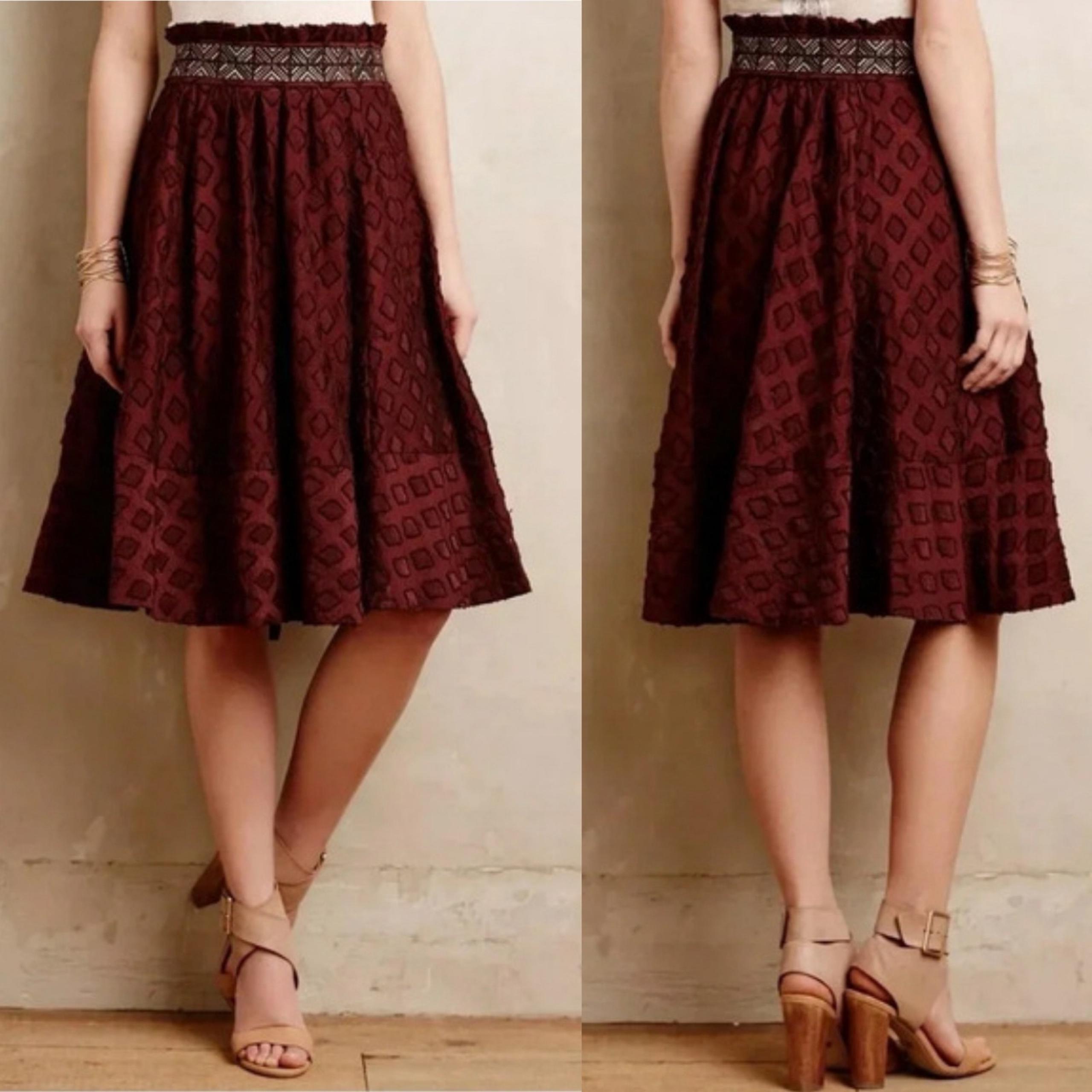 Maeve X Anthropologie Women's Brown Diamond-Cut A-line Skirt Size 8