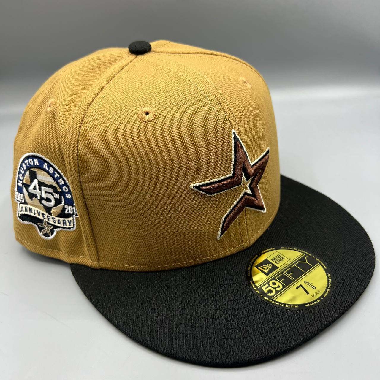Houston Astros Hat Men 7 5/8 Brown Black 59Fifty New Era MLB Fitted Cap New