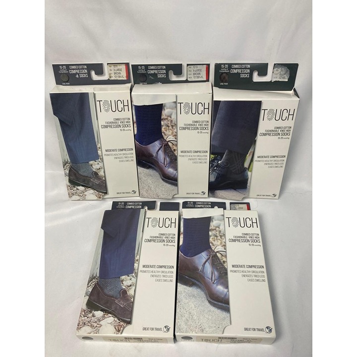 5 Pairs Touch Brand Men’s Knee High Compression Socks XL