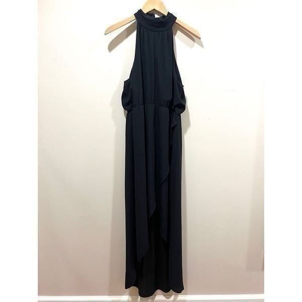 SAYLOR High Low Maxi Dress High Neck Key Hole Sleeveless Formal size L