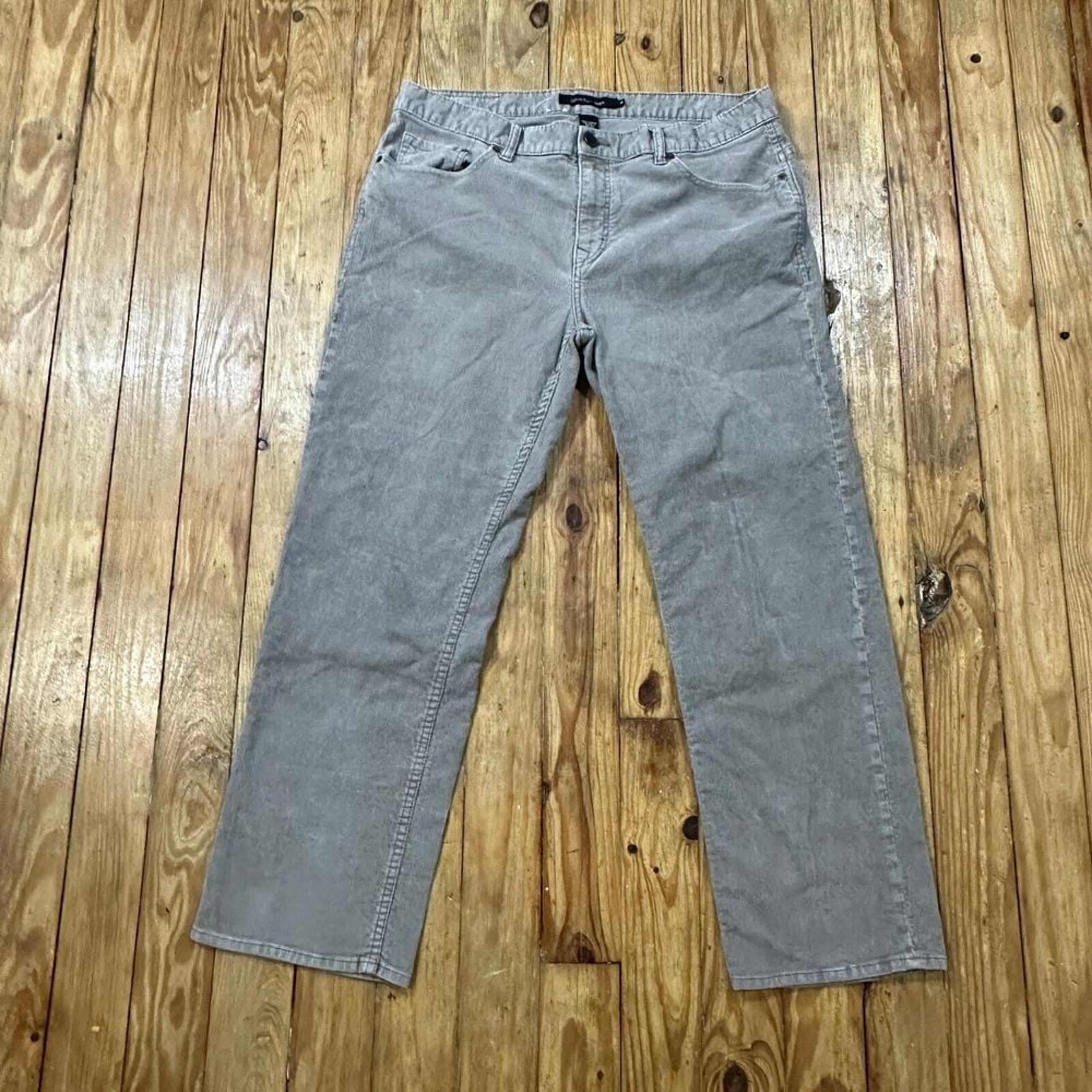 Calvin Klein Corduroy Pants Mens 38x30 Grey Chino Stretch Straight Baggy Y2K