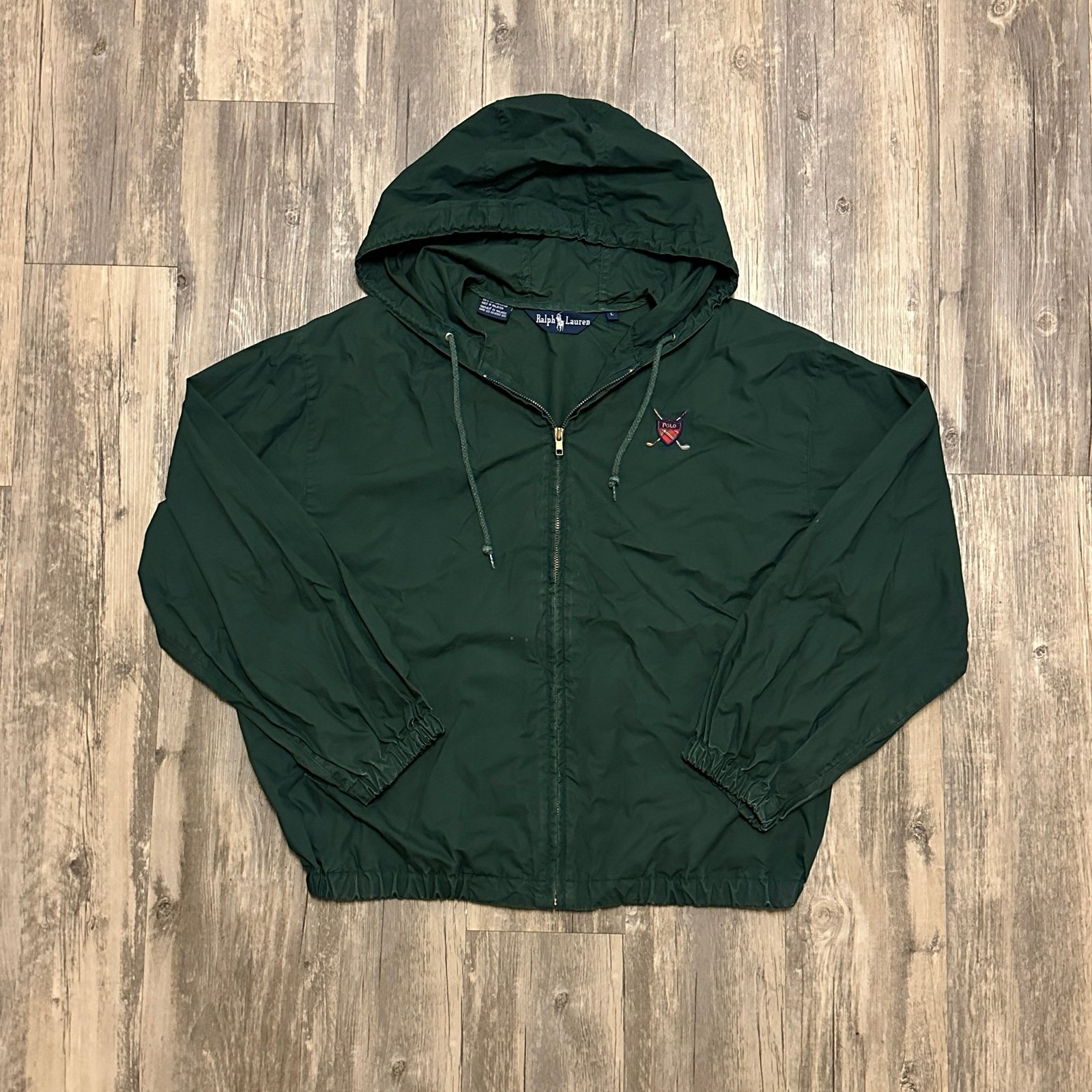 Vintage Polo Ralph Lauren Golf Crest Shield Green Hoodie Size Large