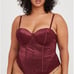 Torrid Satin & Lace Burgundy Lace-Up Corset Bustier & High Waist Thong Panty