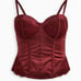 Torrid Satin & Lace Burgundy Lace-Up Corset Bustier & High Waist Thong Panty